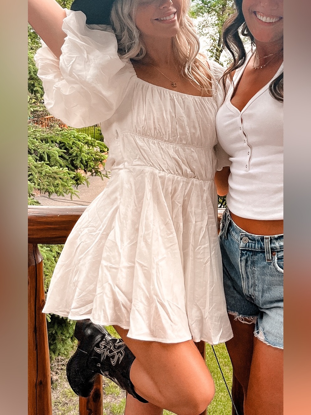 Beginning Boutique White Circle Skirt with Gathered Waist